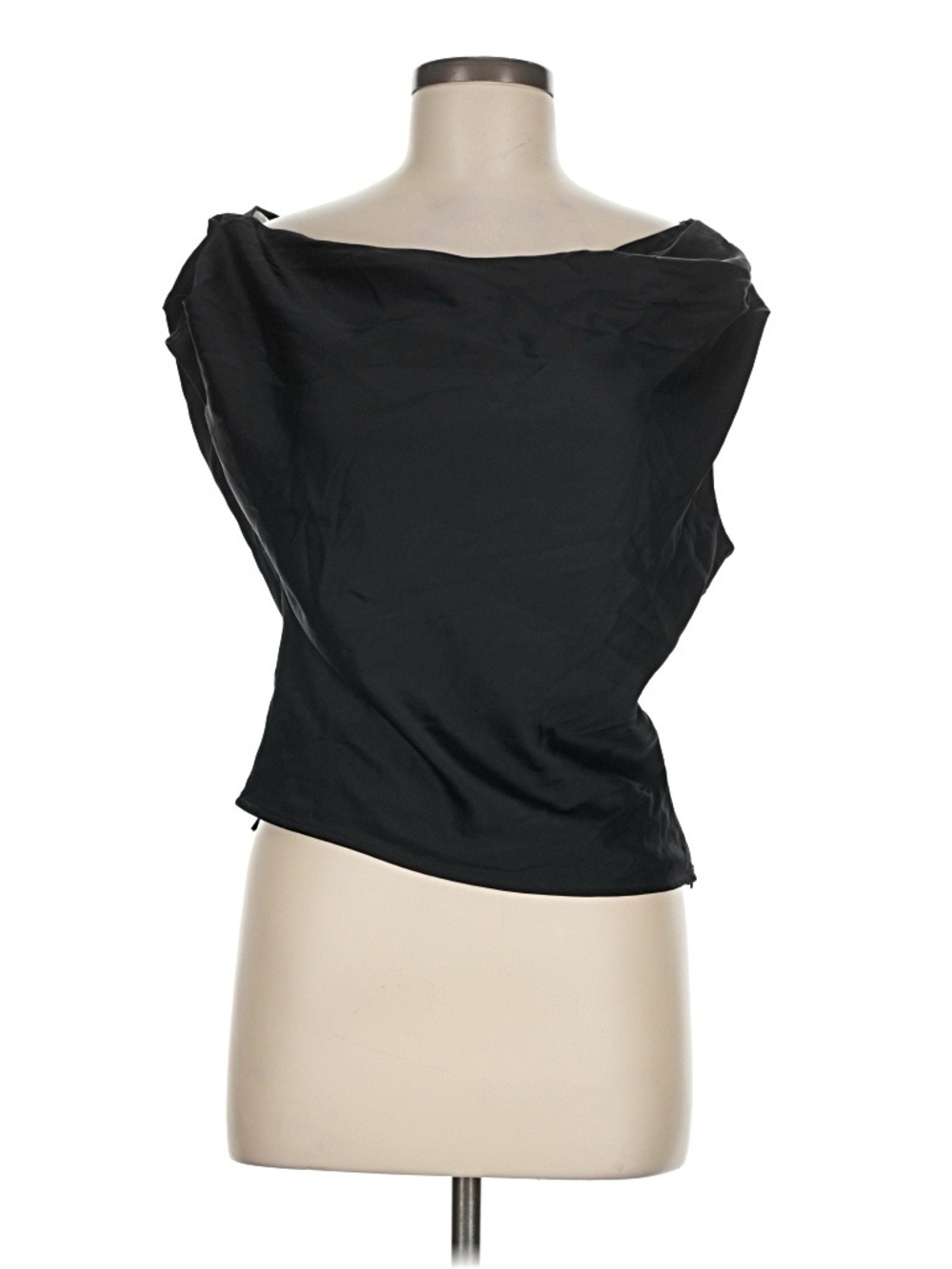 Abercrombie & Fitch Black Off-Shoulder Asymmetric Satin Top